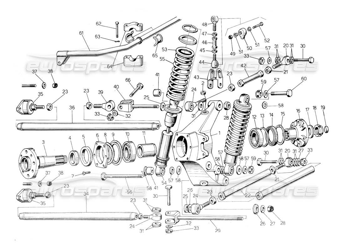 Lamborghini Countach 5000 QVi (1989) Rear Suspension Part Diagram