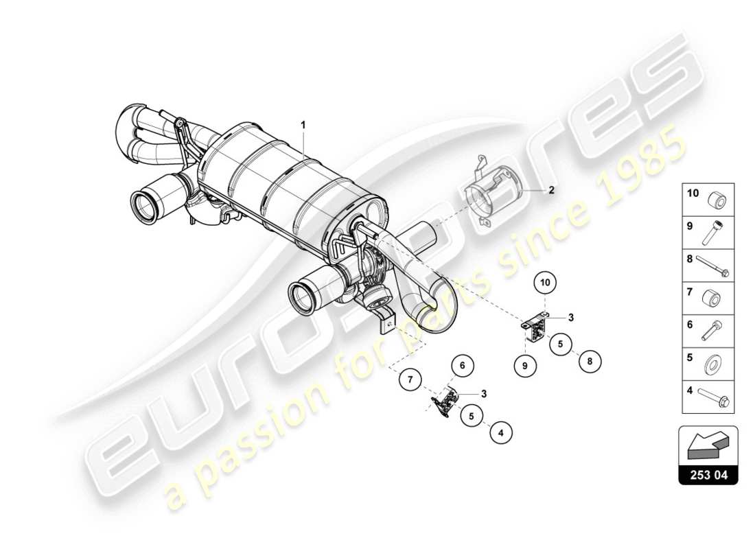 Lamborghini Evo Coupe (2020) SILENCER Part Diagram