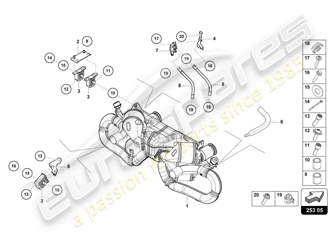 Lamborghini Evo Coupe (2020) SILENCER Part Diagram