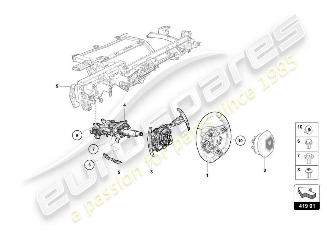 Lamborghini Evo Coupe (2020) STEERING SYSTEM Part Diagram