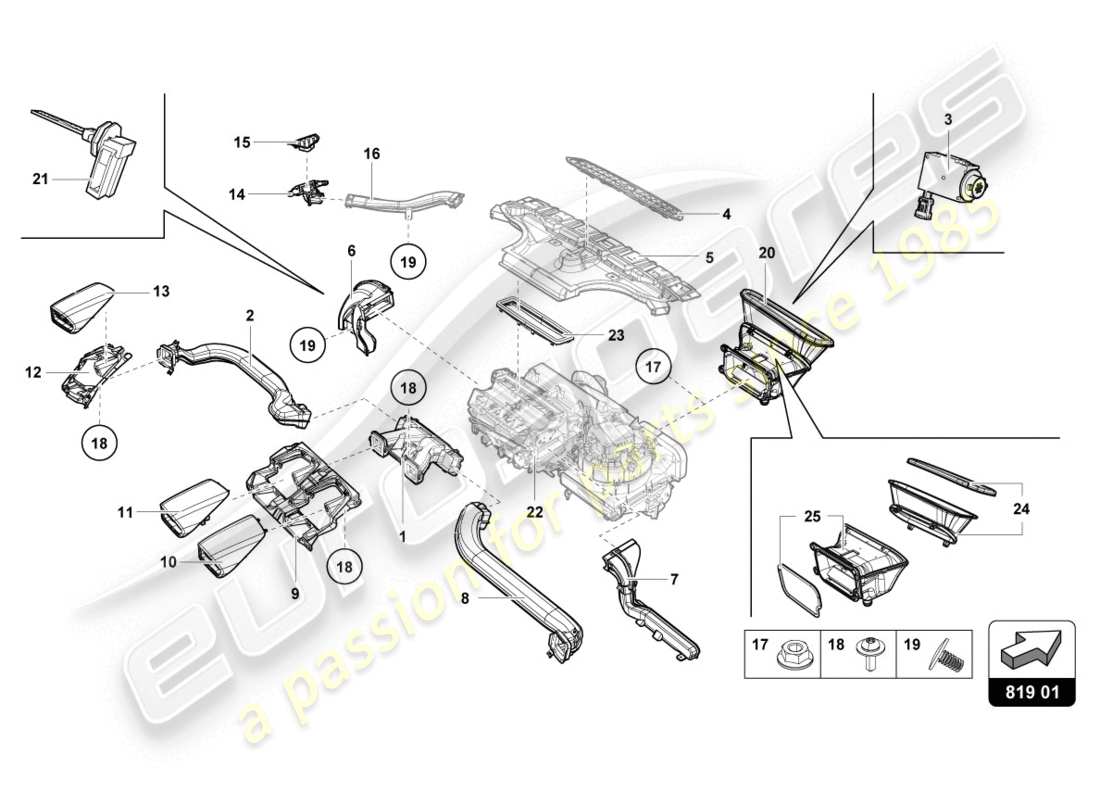 Lamborghini Evo Coupe (2020) AIR VENT Part Diagram