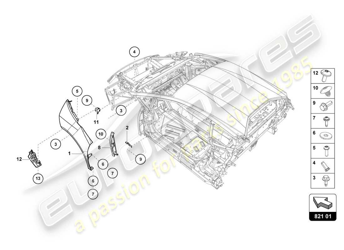 Lamborghini Evo Coupe (2020) WING PROTECTOR Part Diagram