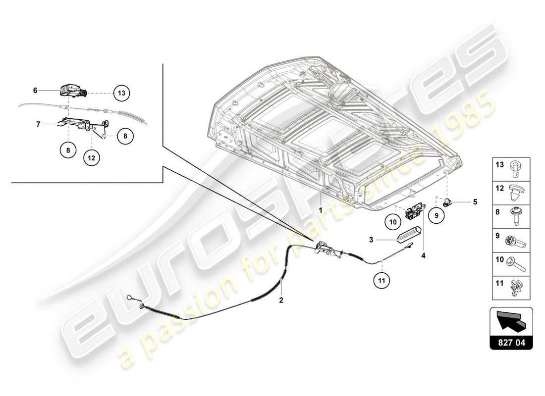 Lamborghini Evo Coupe (2020) RELEASE LEVER Part Diagram