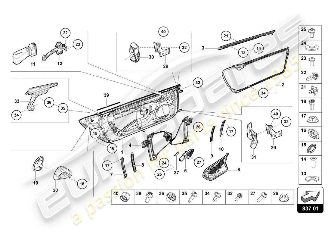 Lamborghini Evo Coupe (2020) Doors Part Diagram