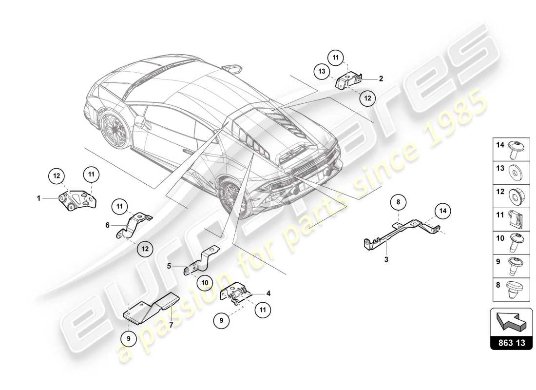 Lamborghini Evo Coupe (2020) SECURING PARTS FOR ENGINE Part Diagram