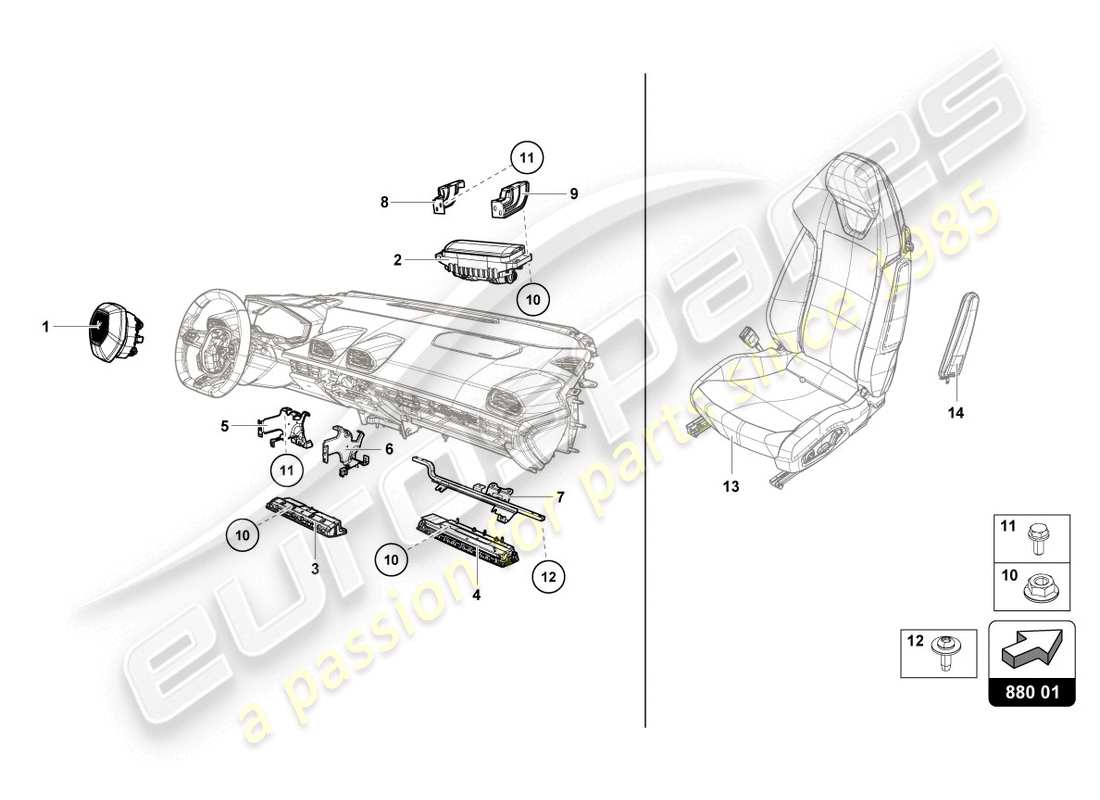 Lamborghini Evo Coupe (2020) AIRBAG Part Diagram
