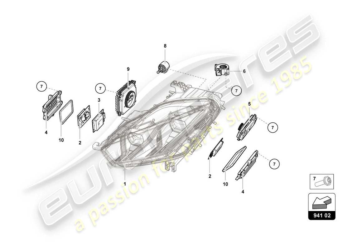 Lamborghini Evo Coupe (2020) LIGHTING SYSTEM Part Diagram