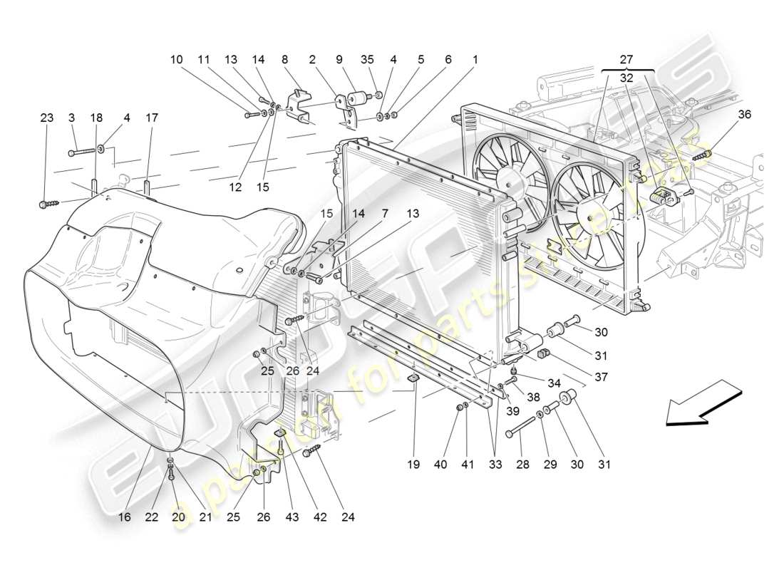 Maserati GranTurismo (2008) cooling: air radiators and ducts Part Diagram