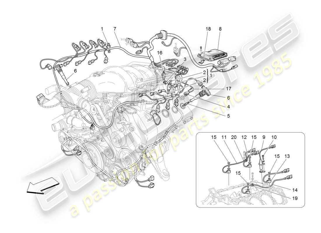 Maserati GranTurismo (2008) electronic control: injection and engine timing control Part Diagram