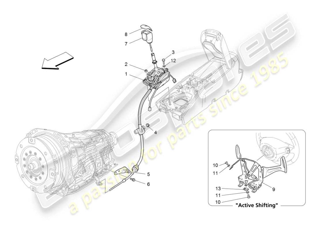 Maserati GranTurismo (2008) driver controls for automatic gearbox Part Diagram