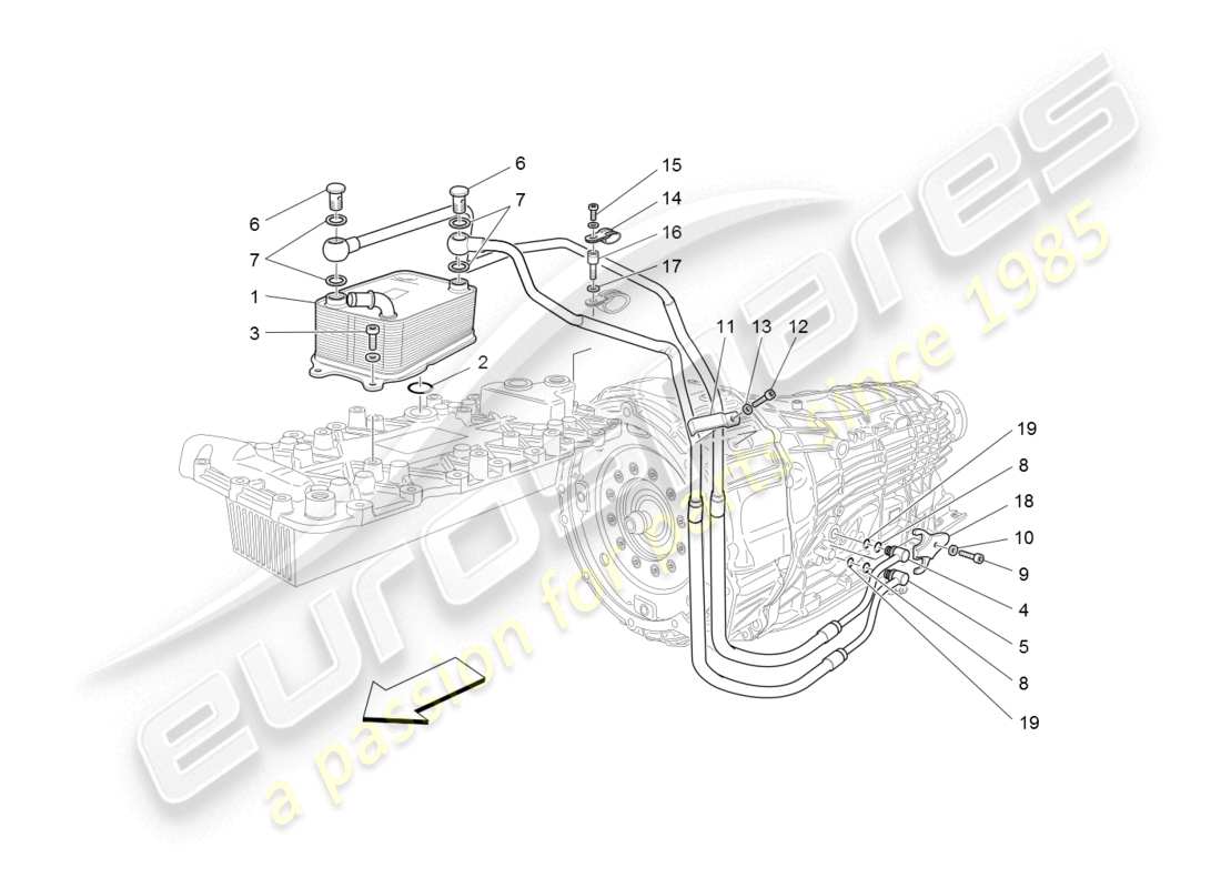 Maserati GranTurismo (2008) lubrication and gearbox oil cooling Part Diagram