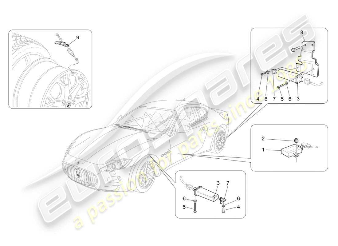 Maserati GranTurismo (2008) TYRE PRESSURE MONITORING SYSTEM Part Diagram