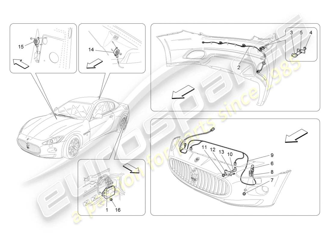 Maserati GranTurismo (2008) parking sensors Part Diagram