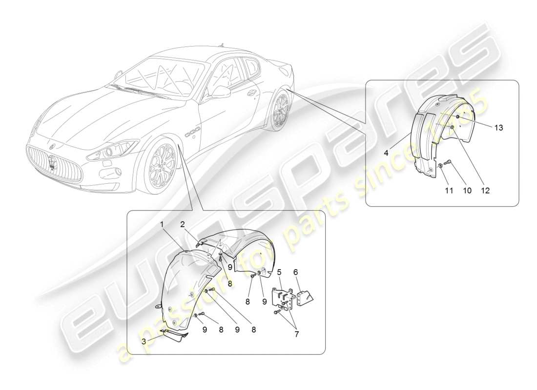 Maserati GranTurismo (2008) WHEELHOUSE AND LIDS Part Diagram