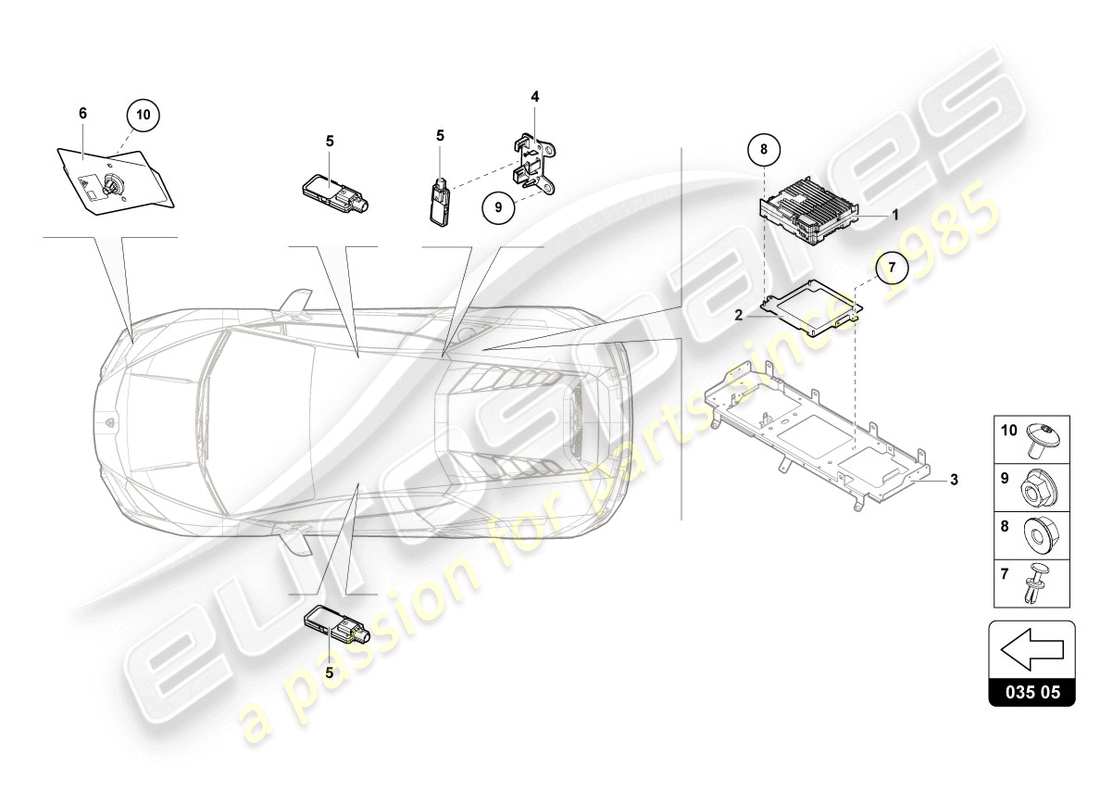 Lamborghini Evo Coupe 2WD (2020) aerial Part Diagram