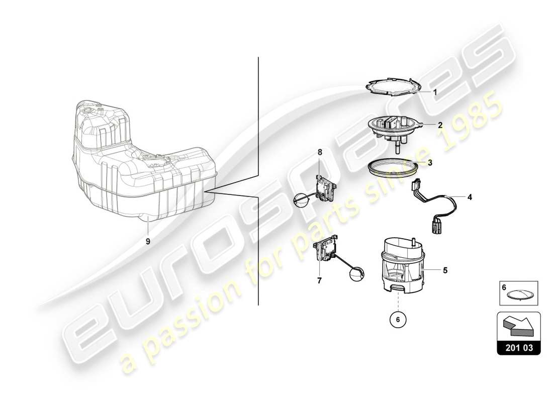 Lamborghini Evo Coupe 2WD (2020) FUEL DELIVERY MODULE Part Diagram