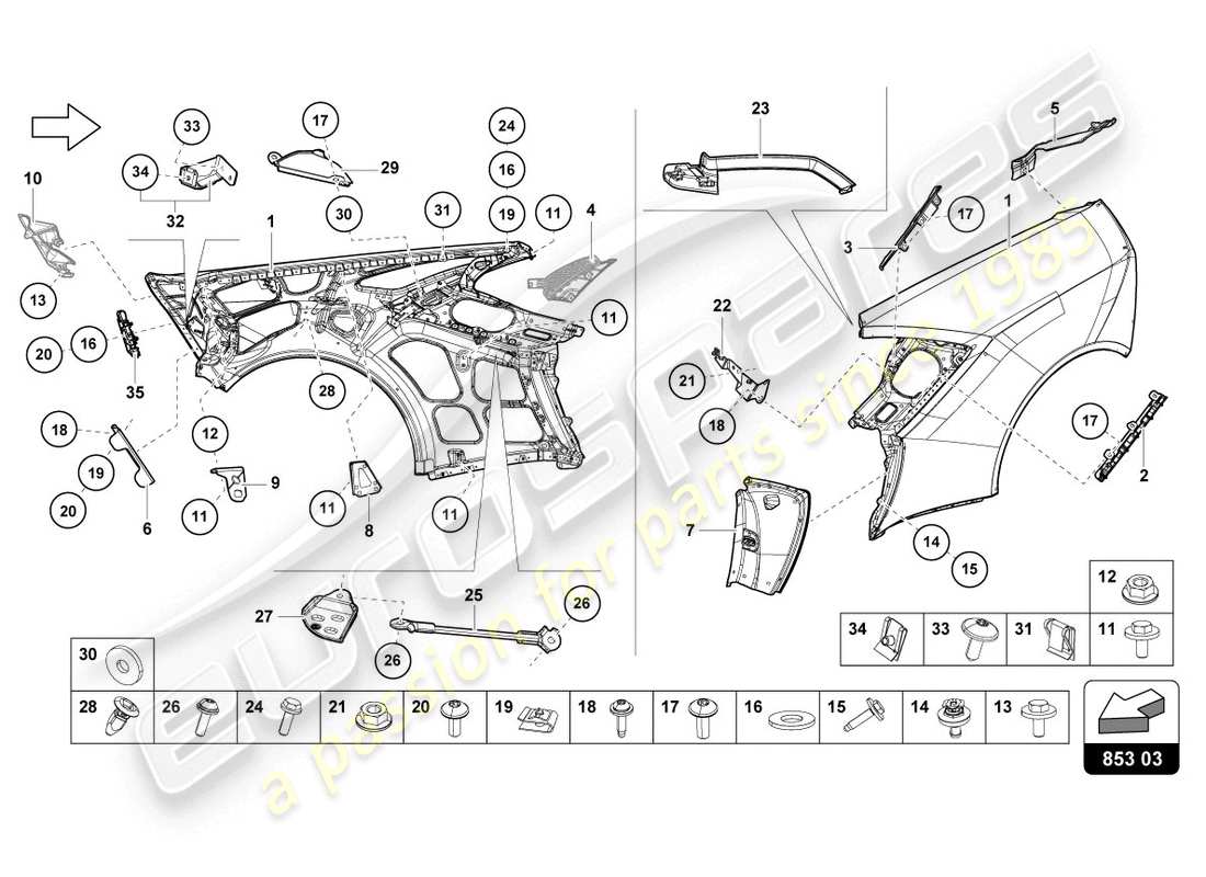 Lamborghini Evo Coupe 2WD (2020) WING Part Diagram