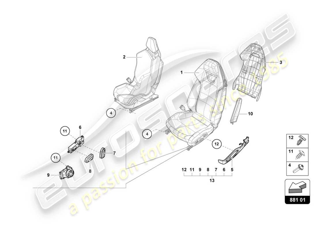 Lamborghini Evo Coupe 2WD (2020) SEAT Part Diagram