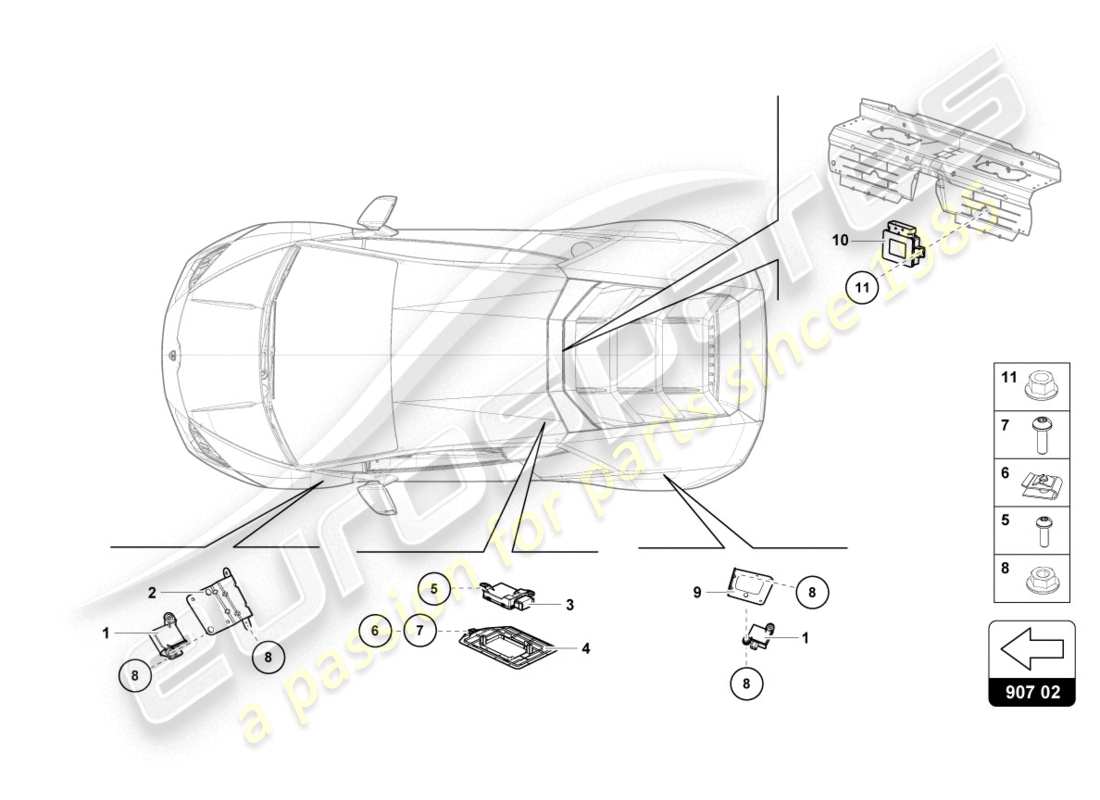 Lamborghini Evo Coupe 2WD (2020) PUSHBUTTON FOR TYRE PRESSURE WARNING Part Diagram