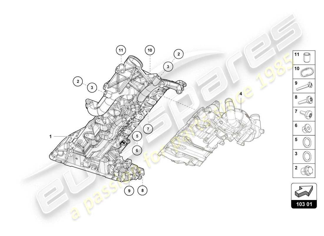 Lamborghini Evo Spyder (2020) engine oil sump Part Diagram