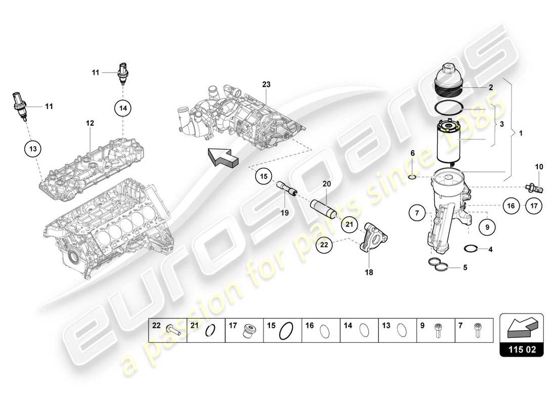 Lamborghini Evo Spyder (2020) OIL FILTER ELEMENT Part Diagram