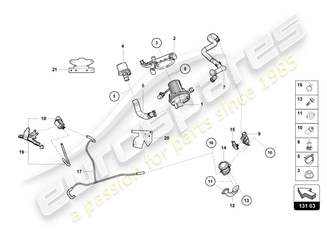 Lamborghini Evo Spyder (2020) Secondary Air Pump Part Diagram