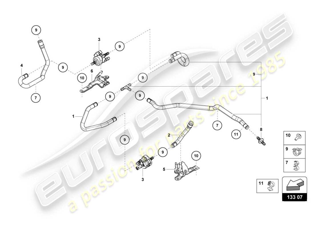 Lamborghini Evo Spyder (2020) VACUUM SYSTEM Part Diagram