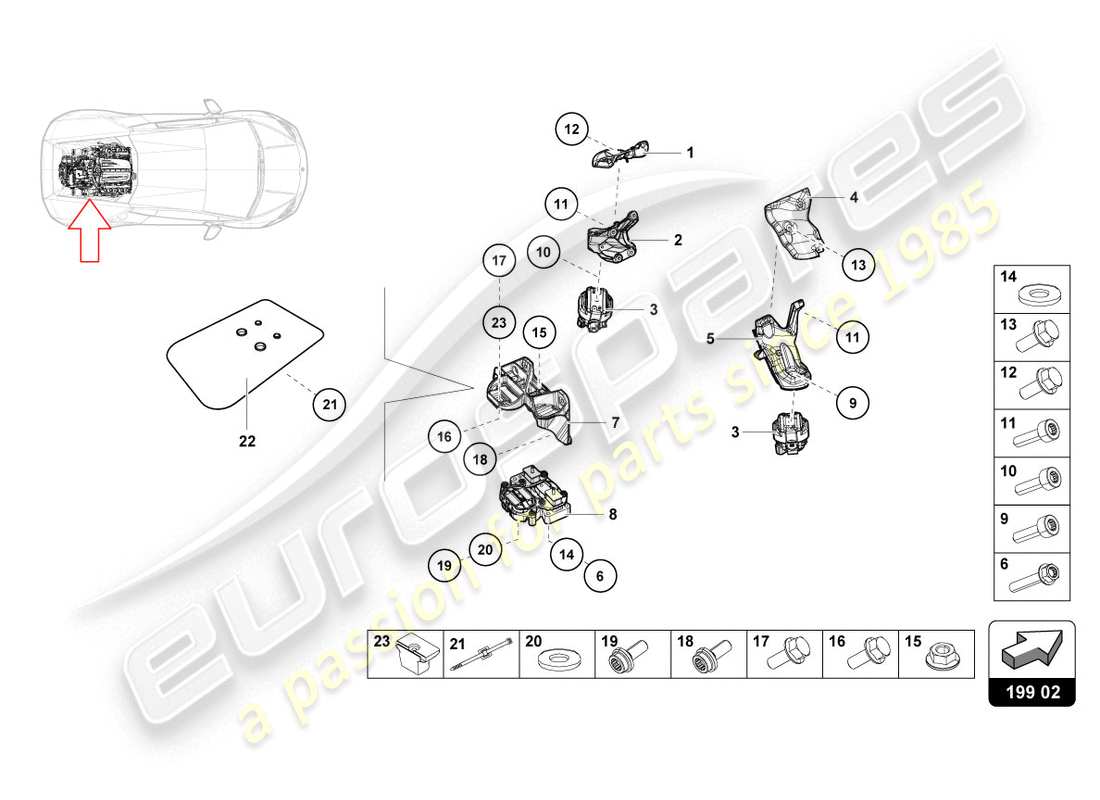 Lamborghini Evo Spyder (2020) SECURING PARTS FOR ENGINE Part Diagram