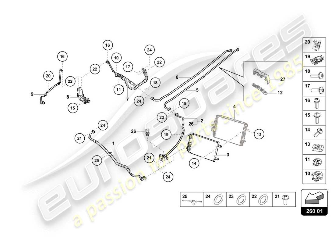 Lamborghini Evo Spyder (2020) A/C CONDENSER Part Diagram