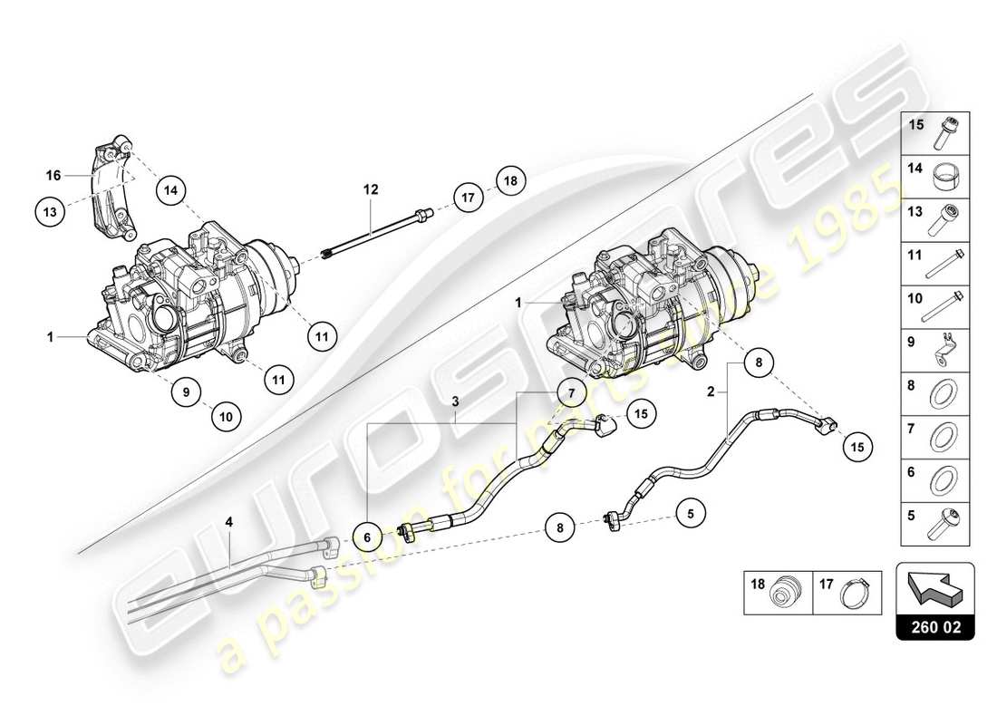 Lamborghini Evo Spyder (2020) A/C COMPRESSOR Part Diagram