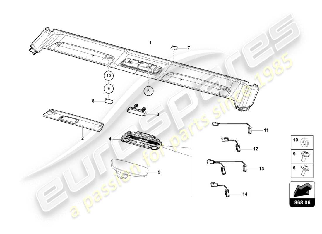 Lamborghini Evo Spyder (2020) FRONT PANEL TRIM Part Diagram