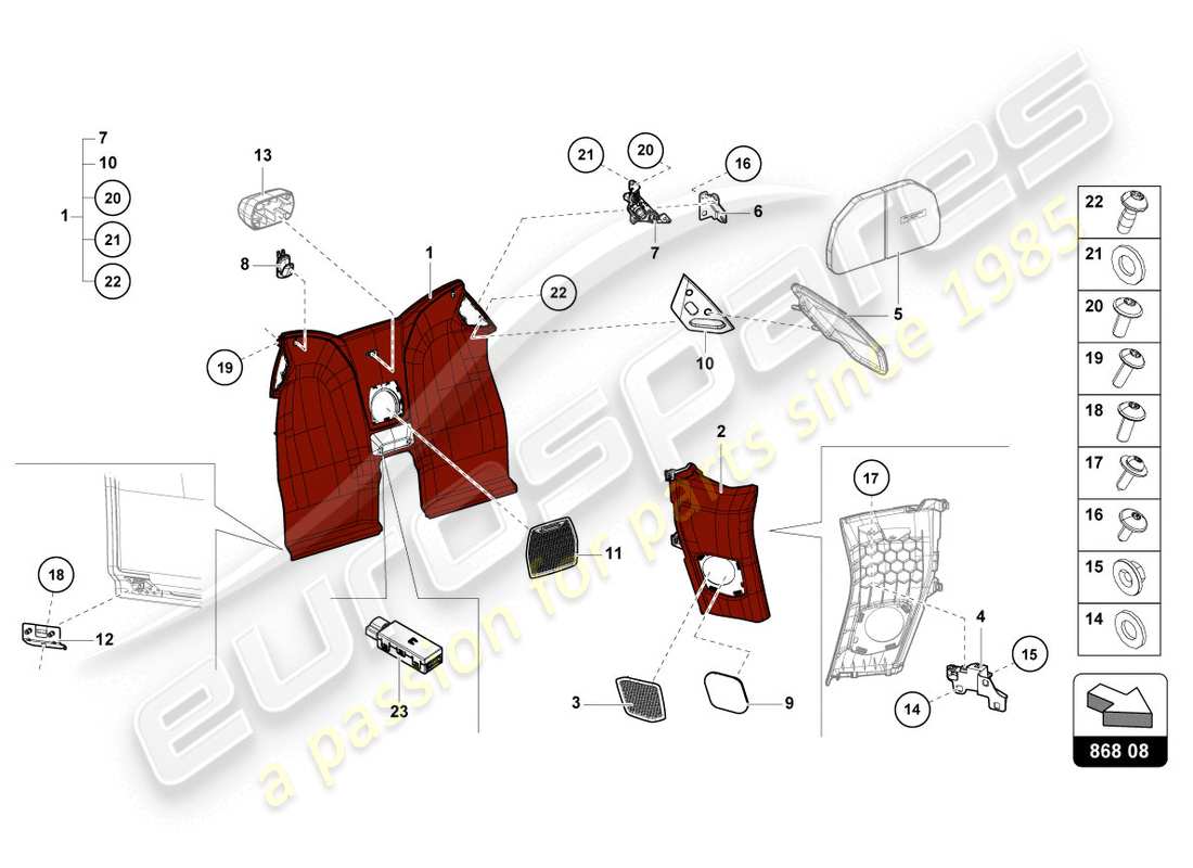 Lamborghini Evo Spyder (2020) TRIM Part Diagram