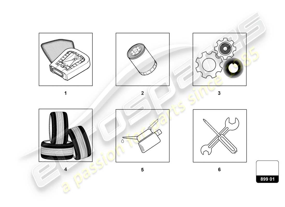 Lamborghini Evo Spyder (2020) SERVICE PARTS Part Diagram