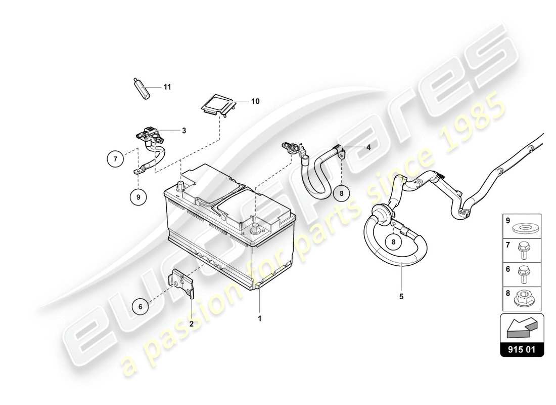 Lamborghini Evo Spyder (2020) Battery Part Diagram