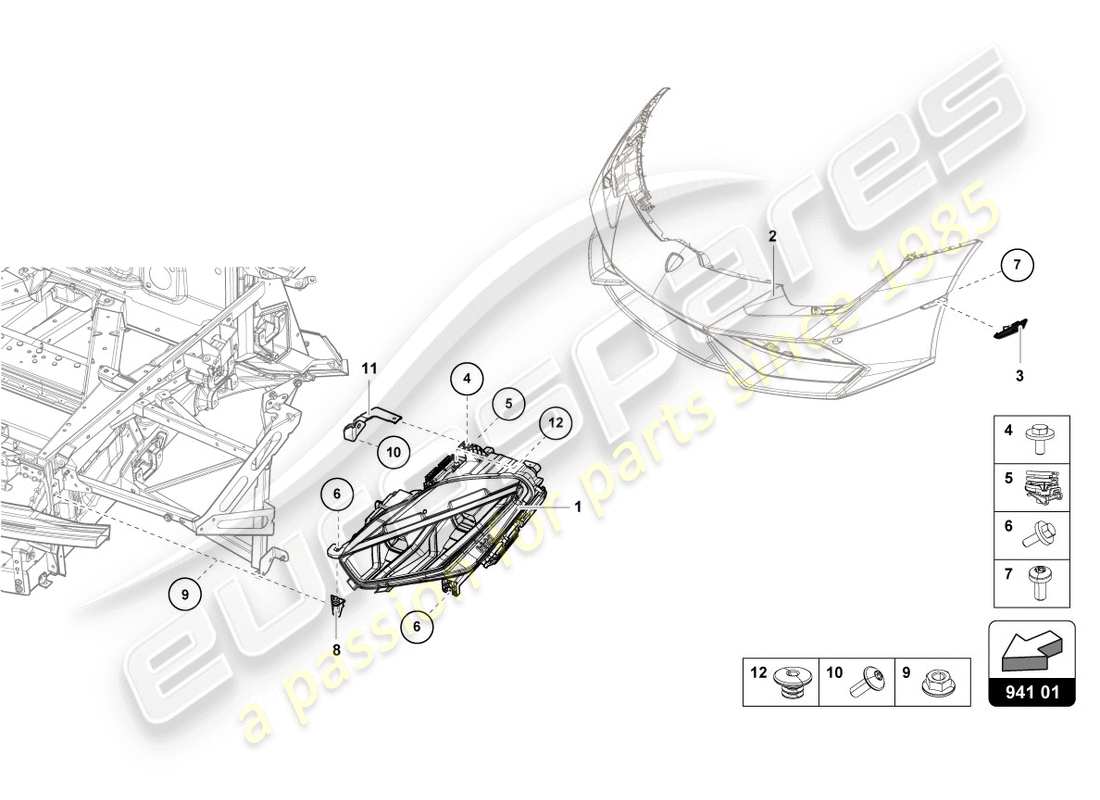 Lamborghini Evo Spyder (2020) LED HEADLIGHT Part Diagram