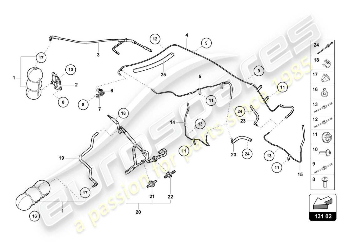 Lamborghini Evo Spyder 2WD (2020) VACUUM SYSTEM Part Diagram