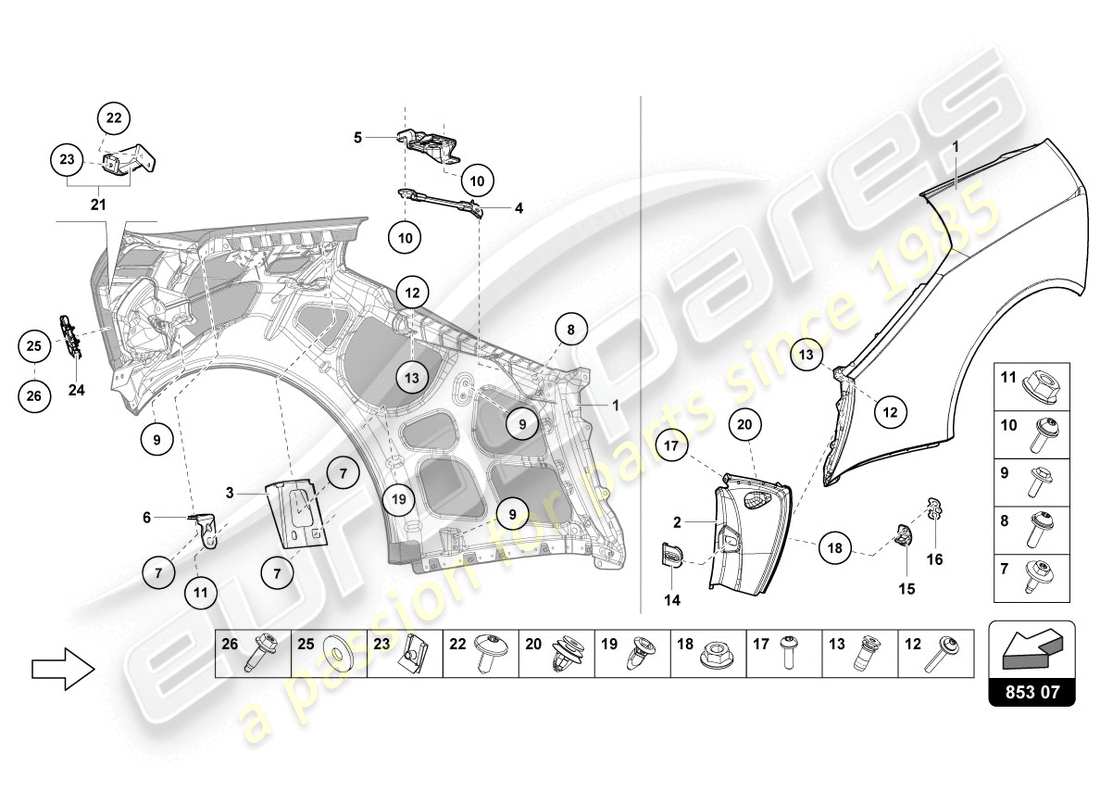 Lamborghini Evo Spyder 2WD (2020) WING PROTECTOR Part Diagram