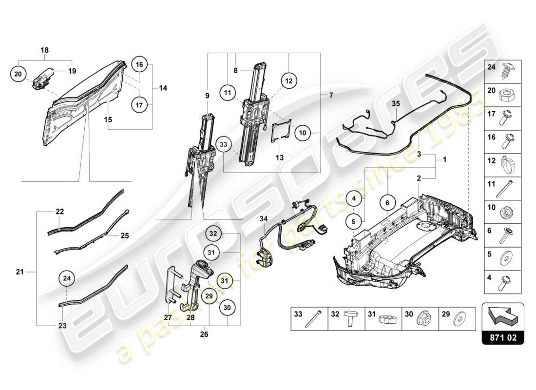 Lamborghini Evo Spyder 2WD (2020) SOFT TOP BOX TRAY Part Diagram