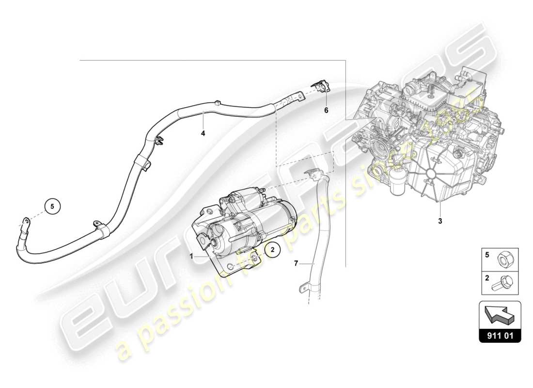 Lamborghini Huracan LP610 LP610-4 Coupe (2019) 911 01 00 STARTER Part  Diagram.