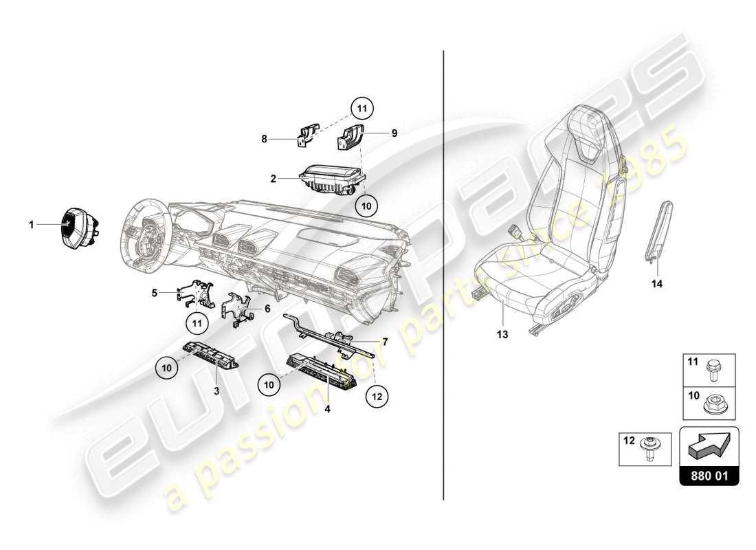 Lamborghini LP580-2 COUPE (2016) AIRBAG Part Diagram