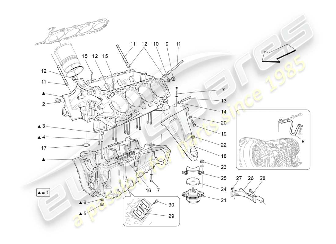 Maserati GranTurismo (2009) crankcase Parts Diagram