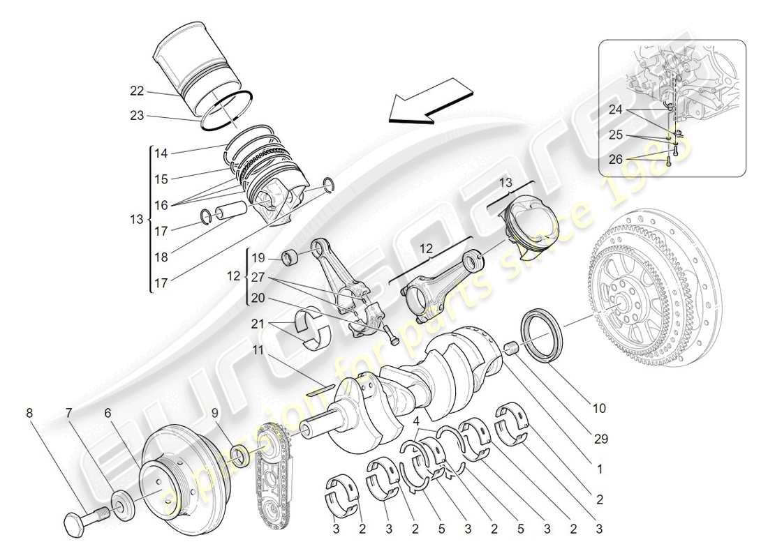 Maserati GranTurismo (2009) crank mechanism Parts Diagram