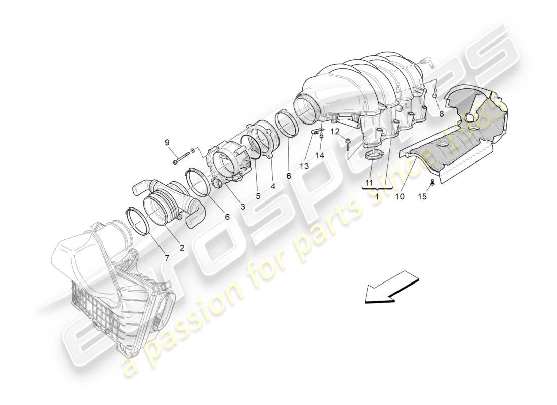Maserati GranTurismo (2009) intake manifold and throttle body Parts Diagram
