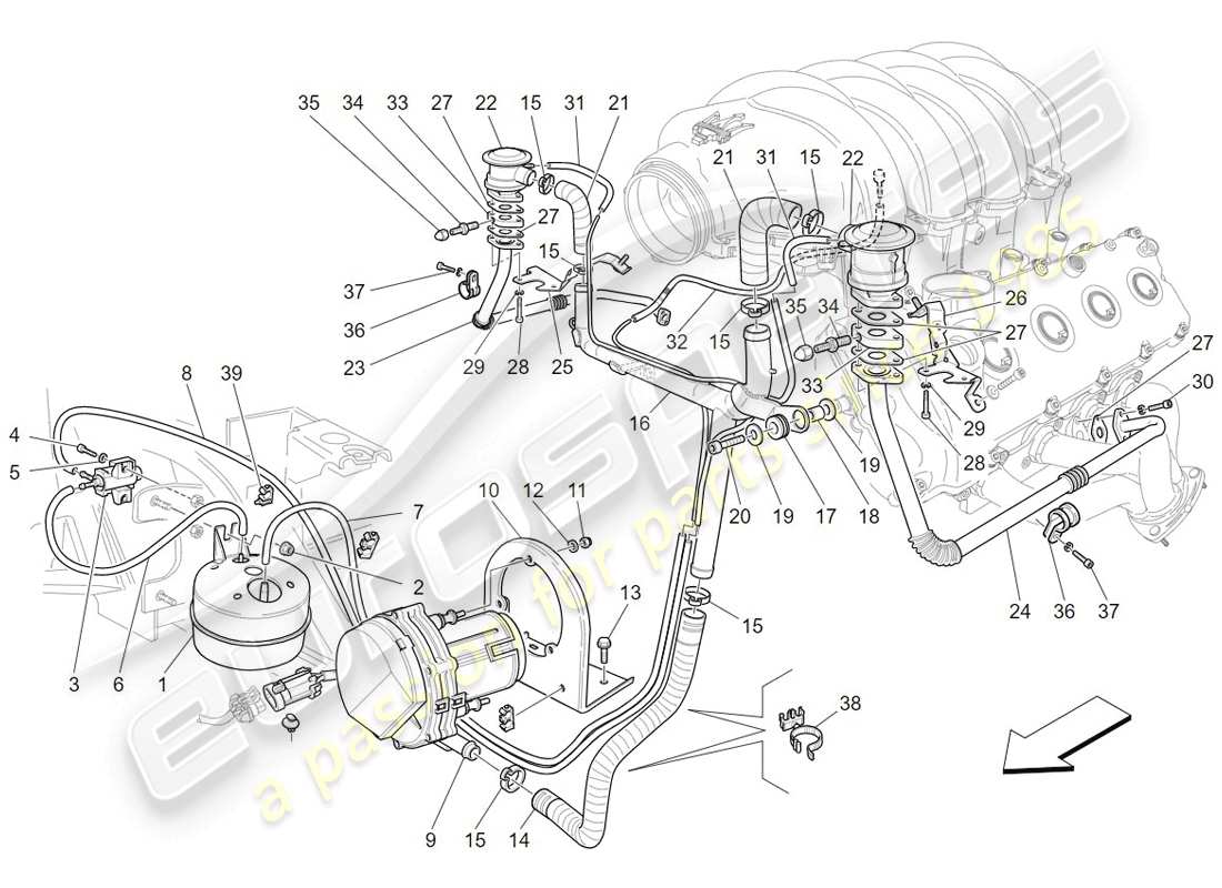 Maserati GranTurismo (2009) additional air system Parts Diagram