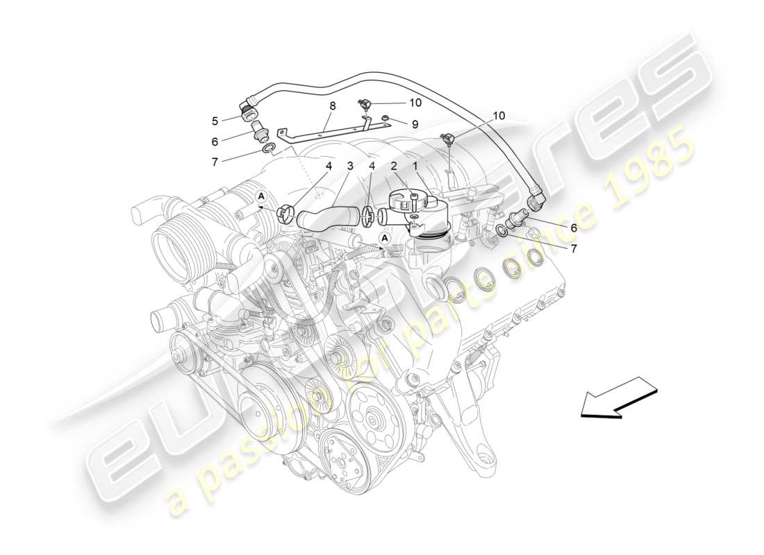 Maserati GranTurismo (2009) oil vapour recirculation system Parts Diagram