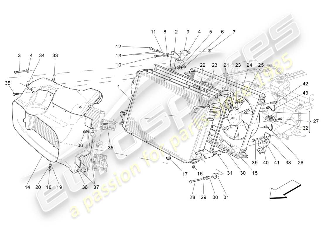 Maserati GranTurismo (2009) cooling: air radiators and ducts Parts Diagram