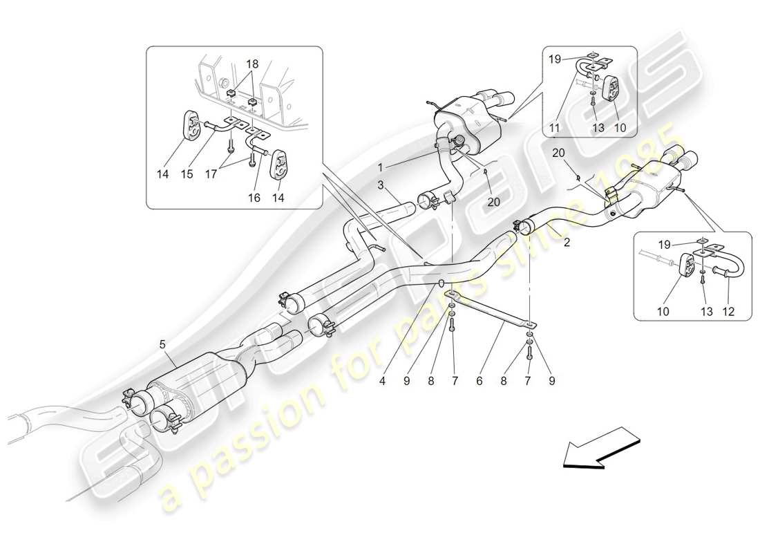 Maserati GranTurismo (2009) silencers Parts Diagram