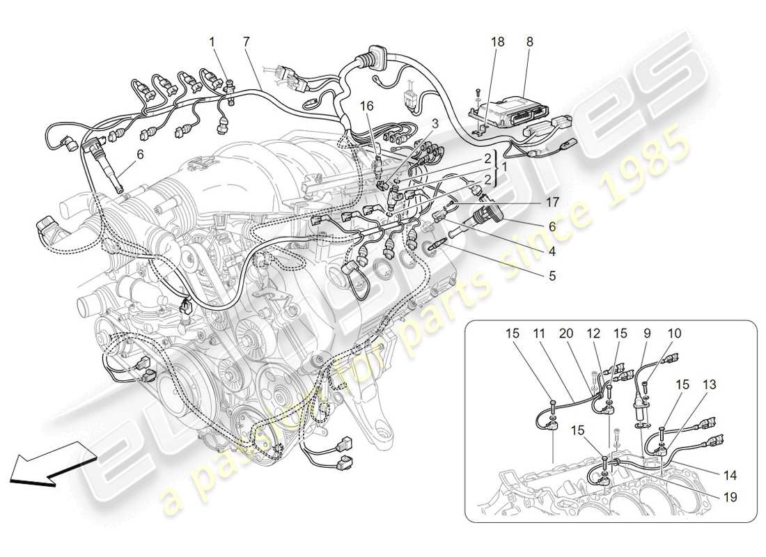 Maserati GranTurismo (2009) electronic control: injection and engine timing control Part Diagram