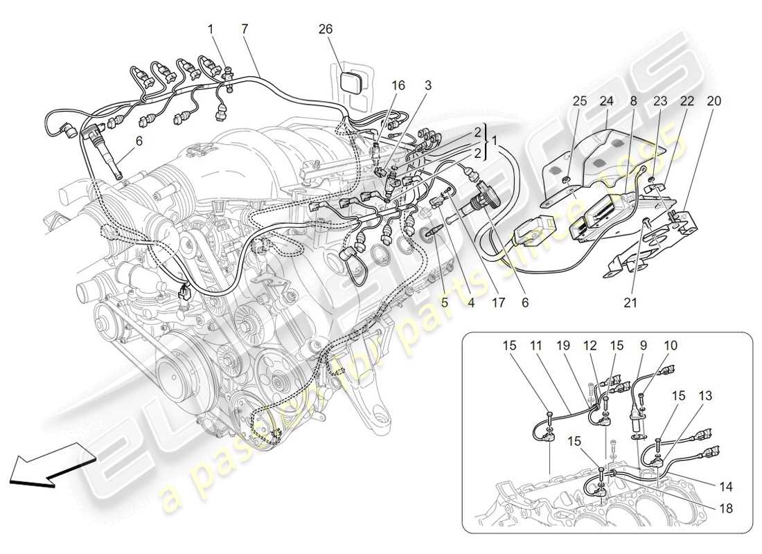 Maserati GranTurismo (2009) electronic control: injection and engine timing control Parts Diagram