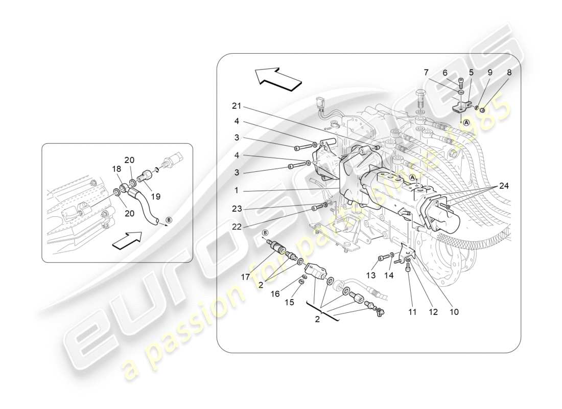 Maserati GranTurismo (2009) Actuation Hydraulic Parts For F1 Gearbox Part Diagram